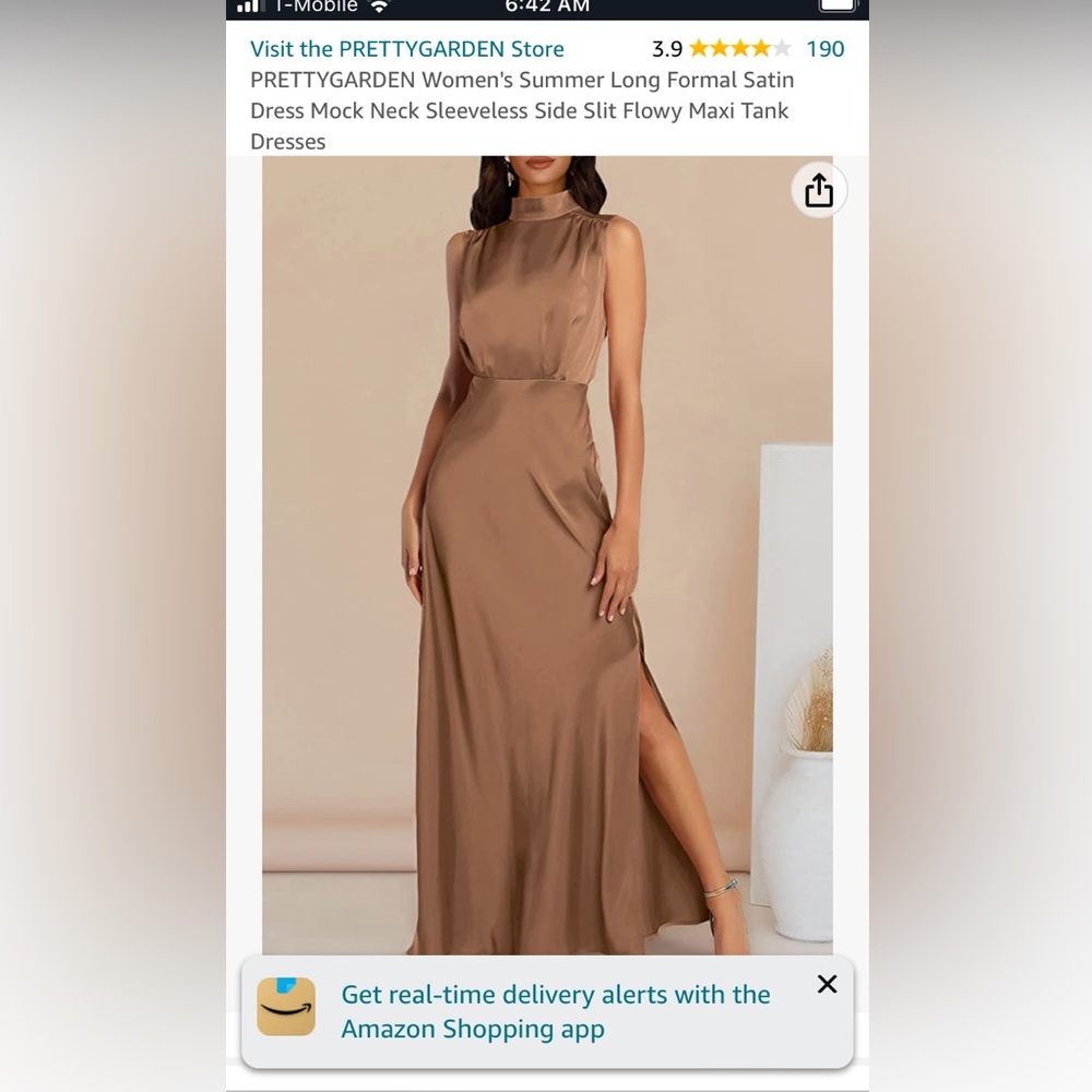 Long Satin Brown Dress